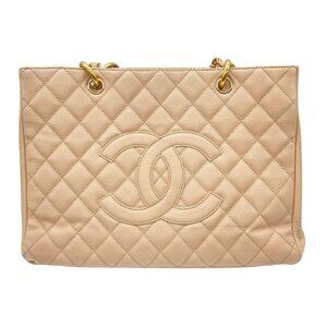 Chanel Caviar Leather Shopping Tote Bag Cream